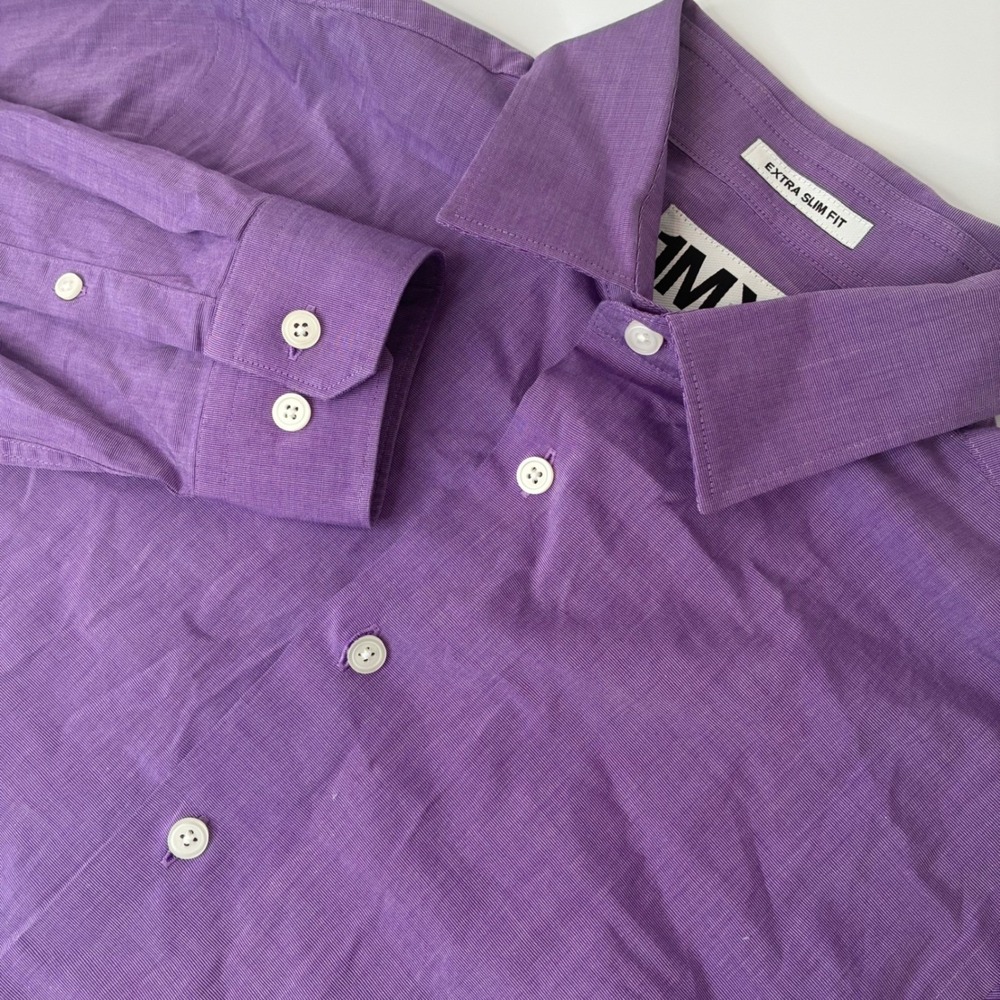 Express 1MX Extra Slim Fit Shirt Mens Small Purple Long Sleeve Button Down